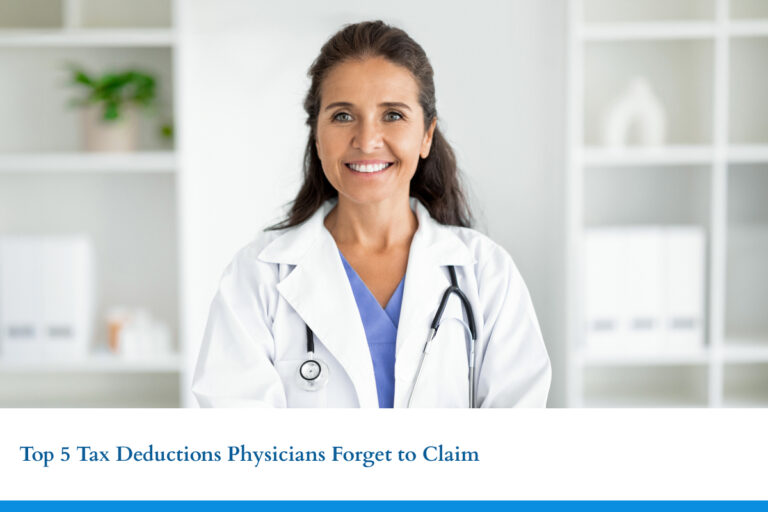 A physician wearing a stethoscope smiles towards the camera. MMT stands ready to help physicians prepare their tax returns this season.