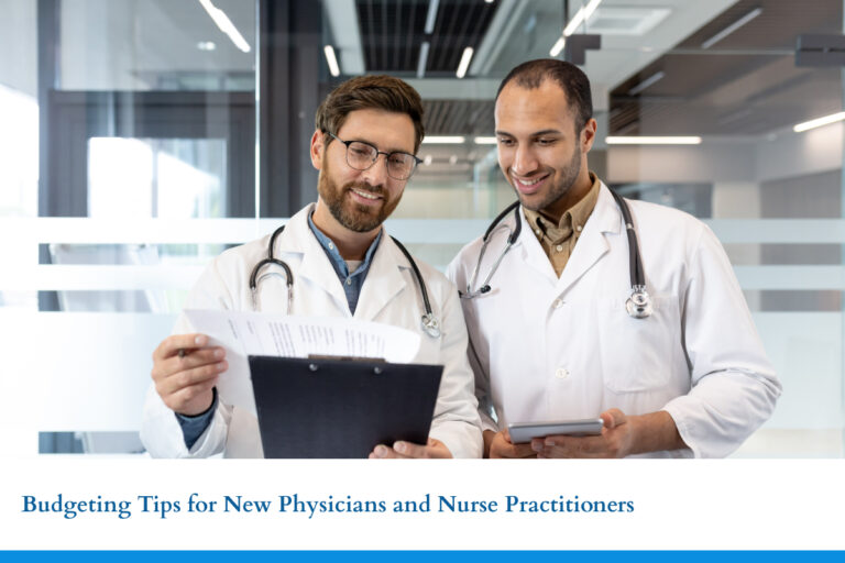 Two smiling doctors look over a clipboard checklist together. MMT is proud to offer tax services to medical professionals.
